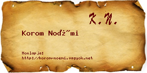Korom Noémi névjegykártya