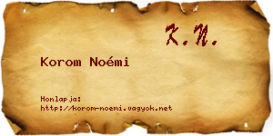 Korom Noémi névjegykártya